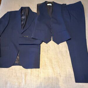 Reiss navy blue three-piece suit - chest 36; waist 30